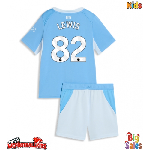 Manchester City Rico Lewis #82 Replica Home Stadium Kit for Kids 2026-27 Short Sleeve (+ pants)